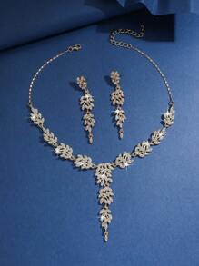 Luxury Rhinestone Fringe Bridal Necklace Earrings Set, Sexy Alloy Jewelry With Sparkling Rhinestones For Parties And Holidays, Thanksgiving Elegant Accessories For Women - Two-Piece Set