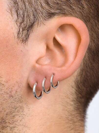 6st minimalistiska örhängen i rostfritt stål, enkla bågeörhängen, present till män, lämplig för födelsedag, semester, datum, fest