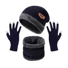 3pcs/Set Warm Winter Knitted Beanie Hat, Scarf & Gloves Set For Men And Women - Three-piece Set Of Hat, Gloves and Scarf - View 5