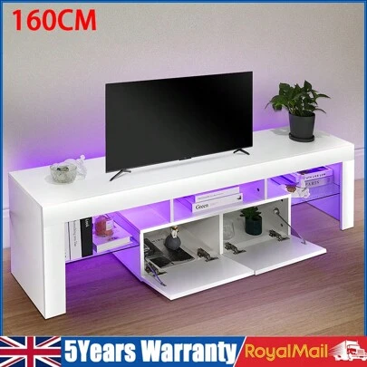 OYAJIA ELEGANT 1600mm LED TV Cabinet Modern Front Side Hight Gloss TV Stand With RGB Ambient Lights(USB Powered) For Living Room And Bedroom With Storage Furniture For 32 40 43 50 55 60 70inch 4k TV