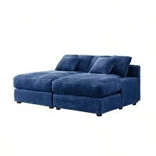74.8" Modern Luxury Twins Sofa Couch For Living Room Quality Corduroy Upholstery Sleeper Sofa Bed Daybed Navy Blue - Navy Blue+Corduroy+2 Seat as Pic - View 9