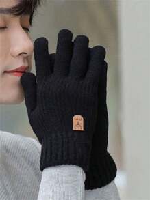 2 件冬季触屏手套骑行滑雪钓鱼全掌保护防风男女自行车手套户外运动手套，适用于骑自行车、骑摩托车和滑雪，黑色手套 - 彩色 - 查看 3