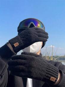 2 件冬季触屏手套骑行滑雪钓鱼全掌保护防风男女自行车手套户外运动手套，适用于骑自行车、骑摩托车和滑雪，黑色手套 - 彩色 - 查看 5