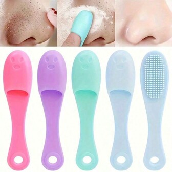 1/3/5PCSGentle Silicone Nose Brush Massage Scrubber With Portable Exfoliating And Pore Cleansing Beauty Tool, For Smooth And Delicate Skin - Fragrance-Free And Easy To Clean