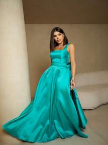 Aurora Zibeline Dress - Long Bridesmaid, Guest - Màu xanh lam - Xem 1