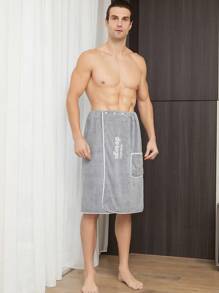 Khăn tắm mềm mại và thấm hút dành cho nam có thêu, nút và túi, có thể mặc như áo choàng tắm, 1 chiếc dùng hàng ngày và tại nhà, trang trí phòng tắm cho tiệc cưới mùa hè, trở lại trường - Nhiều màu - Xem 5