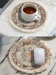 地毯图案流苏鼠标垫，办公腕托，可用作杯垫或餐垫，返校季游戏鼠标垫，桌面配件，办公用品，办公桌配件，鼠标垫，办公桌专用鼠标垫 - 彩色 - 查看 7