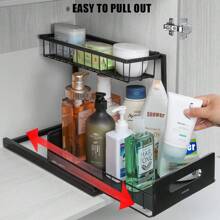Under Sink Organizer And Storage, 1Pack Pull Out Cabinet Organizer Slide Out Sink Shelf Cabinet Storage Shelves, Under Sink Storage For Kitchen Bathroom Cabinet