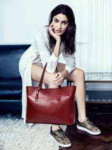 Large Capacity Fashionable Oil Drip Women Tote Bag, Casual Simple Style, Gift, Suitable For Office Ladies, College Students, Workforce - Burgundy - View 2