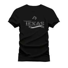 100% Cotton Printed Unisex T-Shirt Texas Country Shirt - 黑色 - 查看 1