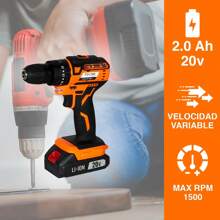 Taladro Inalambrico De Impacto Atornillador Kit 2 Baterias MODELO HRTM-20 FOUND TOOLS - Negro - Ver 5