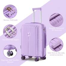 Joyway 3 件套行李箱套装硬壳轻便行李箱带 TSA Lock 万向轮旅行箱行李箱耐用旅行行李箱套装 - 紫色 - 查看 2