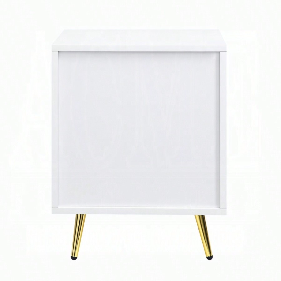 White High Gloss 2Drawer Nightstand SHEIN USA
