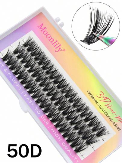 60 pezzi/3 file Ciglia finte di lusso morbide e soffici 50D dall'aspetto naturale, colore nero, adatte per uso quotidiano, feste, vacanze e tempo libero, grappoli di ciglia, grappoli di ciglia, ciglia singole, ciglia, ciglia finte