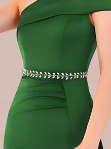 1 chiếc thắt lưng trang trí đính đá tối giản, phụ kiện dây thắt lưng thanh lịch cho phụ nữ, màu vàng ngắn cho trang phục hàng ngày - vàng ngắn - Xem 4