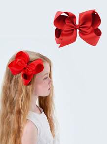 1 pieza Moño grande de 6 pulgadas para niñas, accesorios para el cabello con cinta de grosgrán y pinzas de cocodrilo para niñas y adolescentes, de vuelta a la escuela - Multicolor - Ver 2