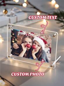 1 件定制亚克力相框，个性化圣诞家庭照片展示架，个性化办公桌装饰，定制照片亚克力装饰，定制相框，圣诞节最佳礼物，适用于卧室/办公桌/家庭/客厅，周年纪念礼物，毕业礼物，母亲节礼物，父亲节礼物，生日礼物 - Style 1 (12*17cm) - 查看 4