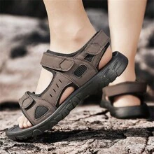 Sandalias para hombres, sandalias casuales para interiores/exteriores, sandalias de verano para hombres, sandalias cruzadas para hombres con suela gruesa, suave y cómoda, con correa ajustable de , tallas grandes para hombres, sandalias deportivas de verano para hombres, sandalias para mujeres, sandalias de senderismo para hombres, zapatos de agua, tallas del 39 al 47 - Marrón - Ver 9