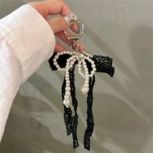 韩国 INS 风格芭蕾女孩蕾丝蝴蝶结吊坠，新款时尚包包饰品钥匙扣配件 - 彩色 - 查看 8