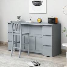 Twin Size Murphy Bed With Drawers, Cabinets And USB Ports, Gray - Gray+MDF+LVL+Twin as Pic - View 3