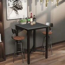 Bar Table White/Black Bistro Table Marble, Square Bar Table Kitchen Narrow Stable Kitchen Table With Metal Frame For Kitchens 70x70cm - Black - View 10