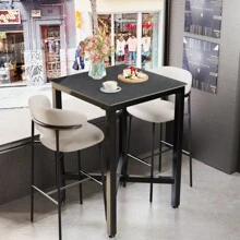 Bar Table White/Black Bistro Table Marble, Square Bar Table Kitchen Narrow Stable Kitchen Table With Metal Frame For Kitchens 70x70cm - Black - View 5