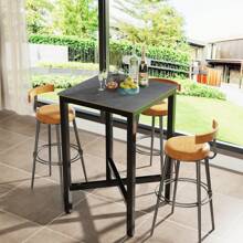 Bar Table White/Black Bistro Table Marble, Square Bar Table Kitchen Narrow Stable Kitchen Table With Metal Frame For Kitchens 70x70cm - Black - View 8