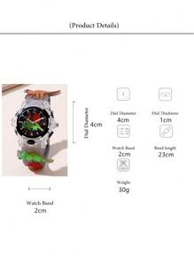 可爱硅胶表带恐龙图案 LED 闪烁石英卡通儿童手表