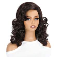 16 Inch Shawl Large Wave Roll Chemical Fiber Hair For With Bangs Fashion Women Synthetic Wig For Daily Or Holiday Party Halloween Costume Party Wear