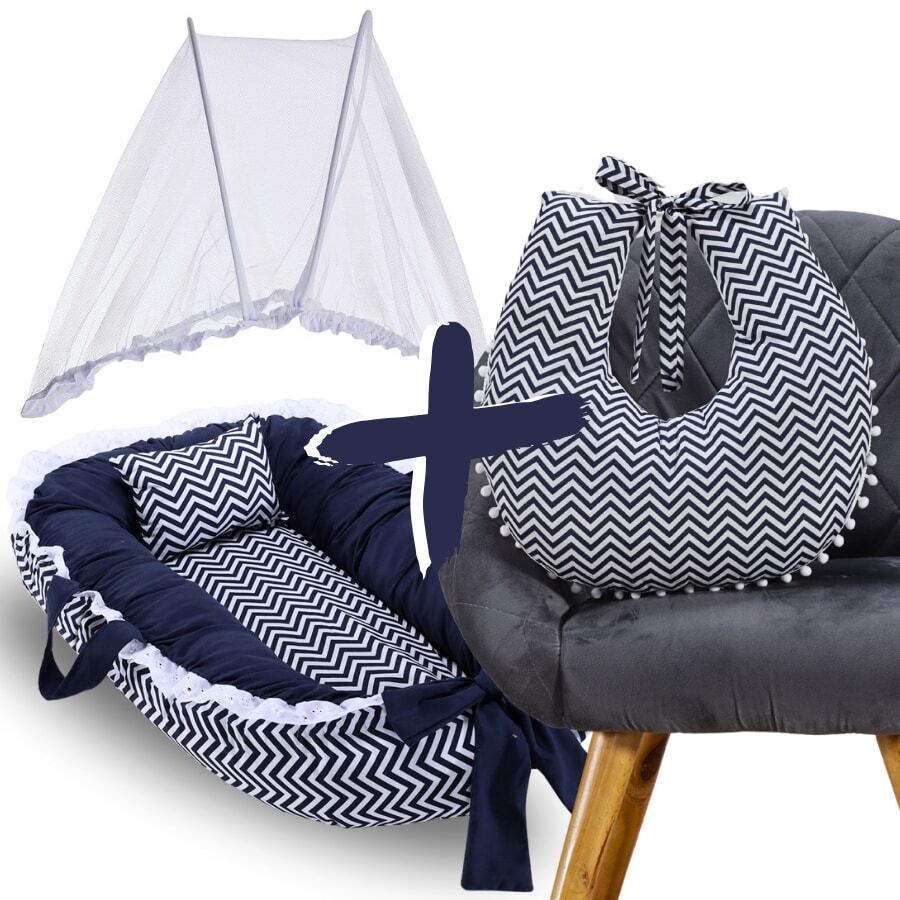 MeF Mae e Filho Baby Crib Reducer Nest Kit + Breastfeeding Pillow + Removable Portable Mosquito Net - 海軍陸戰隊雪佛龍 - 查看 1