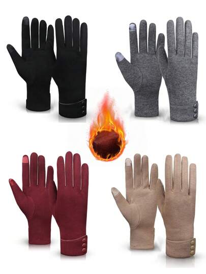 1pc Winter Cycling Warm Fleece Gloves, Unlined Touchscreen Gloves For Outdoor Women, Insulated Gloves