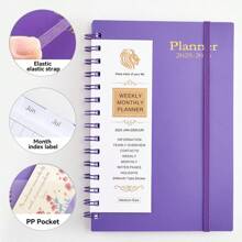 Planificador de agenda 2025 - 2026 - 18 meses, planes diarios, semanales y mensuales, de enero de 2025 a junio de 2026, calendario escolar, papel grueso de 100 g/m² adecuado para personal de oficina, maestros, suministros escolares - multicolor - Ver 5