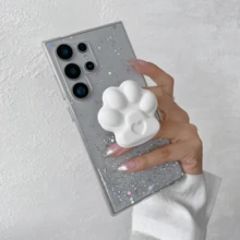 黑色大孔TPU软壳星空闪光DIY可爱猫爪可调节支撑保护壳兼容Apple Iphone11/12/13/14/15/16promax，三星S22 / S23FE / S24U / A55 / A05 / A05s / A34 / A24 / A12 / A13Redmi Note11/12/13pro +，小米13C，OPPO RENO 11F / RENO12，Infinix，华为P30LITE / P70PRO，荣耀90LITE / 70LITE / X8B / X9A，VIVO和其他IPHONE手机壳 - 黑色 - 查看 3