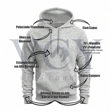 Unisex Printed Cotton Kangaroo Sweatshirt XVTYC - 灰色 - 查看 2