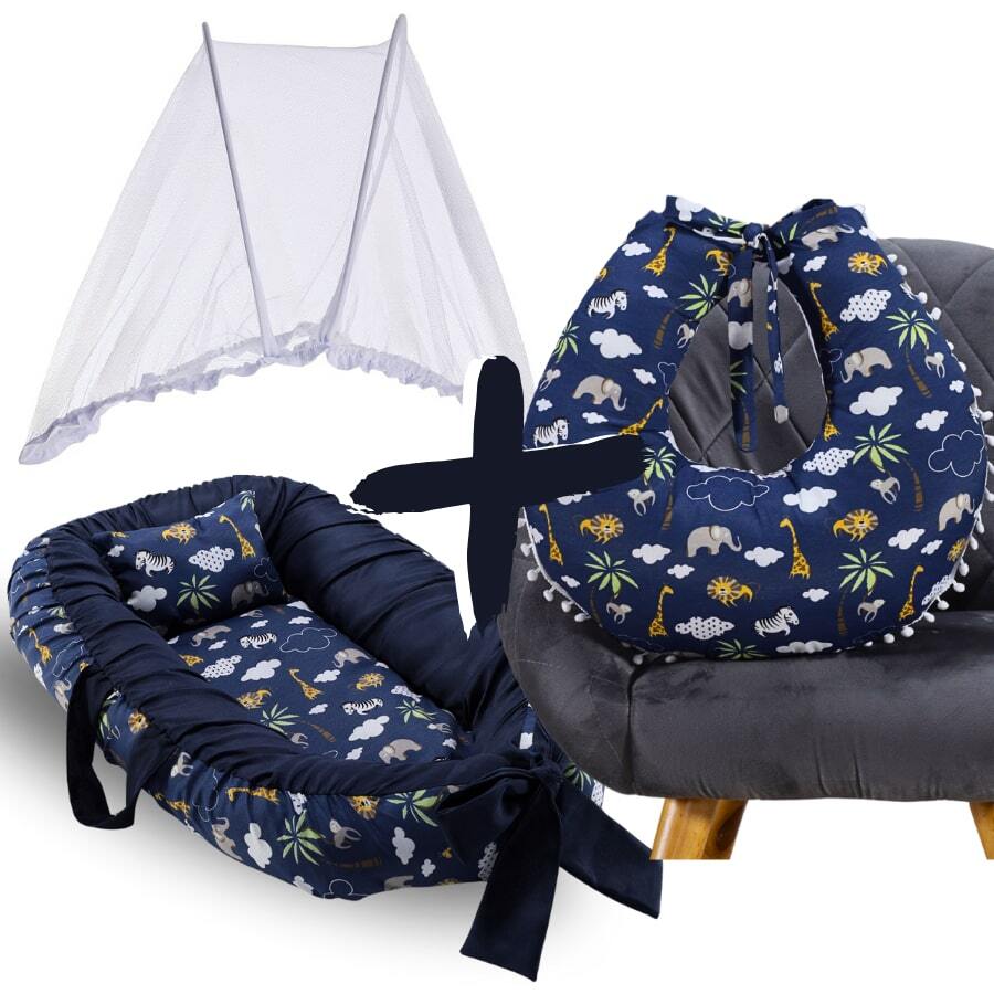 MeF Mae e Filho Baby Crib Reducer Nest Kit + Breastfeeding Pillow + Removable Portable Mosquito Net - 海洋探險 - 查看 1