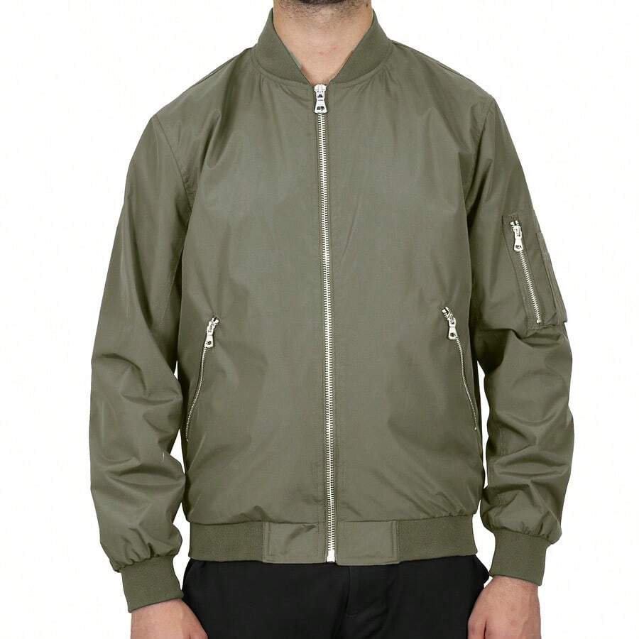 Chaqueta ligera tipo bomber MA-1 para hombre - Aceituna - Ver 1