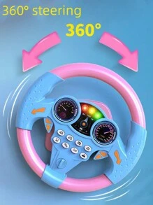 1 pieza de juguete simulado de volante musical de copiloto, rotación de 360 grados, experiencia de conducción realista, cultivar la conciencia de tráfico y el placer de conducir de los niños