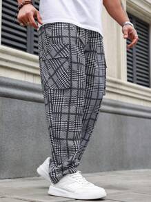 1pc Men's Loose Graphic Print Drawstring Straight Leg Casual Pants