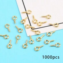 200/1000 件 4x8 毫米小型微型迷你眼针眼针钩孔眼螺纹扣钩，用于制作 DIY 迷你金属手链连接器的珠宝