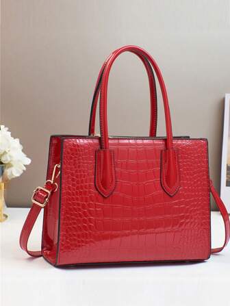 Nuova borsa a tracolla elegante di moda, borsa a tracolla elegante, borsa a mano casual da donna, borsa a tracolla e portafoglio, borsa a tracolla elegante di alta qualità con motivo coccodrillo, borsa a tracolla, versatile casual, grande capacità, adatta per viaggi, shopping, borsa a spalla colorblock casual e alla moda da donna, spaziosa, può essere indossata a tracolla o a bandoliera