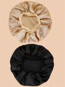 2pcs Elastic Crochet Braided Hair Caps In Different Colors Silk Bonnet Satin Bonnet - Multicolor - View 3