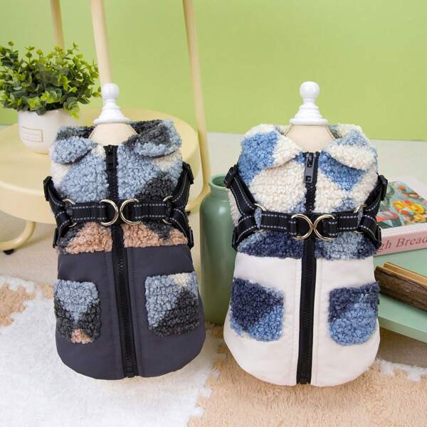 24pcs Autumn/Winter New Animal Clothes, Thickened Padded Coat, Pet Leather Clothes, Warm Clothing For Cats And Dogs, Animal Outfits, Cat Warm Coat, British Style Traction Padded Coat, New Leather Jacket, Warm Animal Vest, Must-Have For Autumn/Winter, Reflective Strip Padded Coat