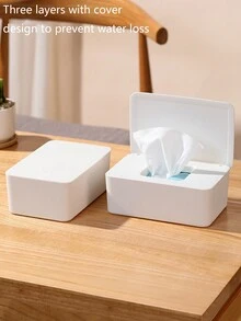 1 hộp đựng khăn giấy gia dụng, hộp đựng khăn giấy ăn có nắp đậy, dùng cho phòng khách - trắng - Xem 3