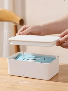 1 hộp đựng khăn giấy gia dụng, hộp đựng khăn giấy ăn có nắp đậy, dùng cho phòng khách - trắng - Xem 5