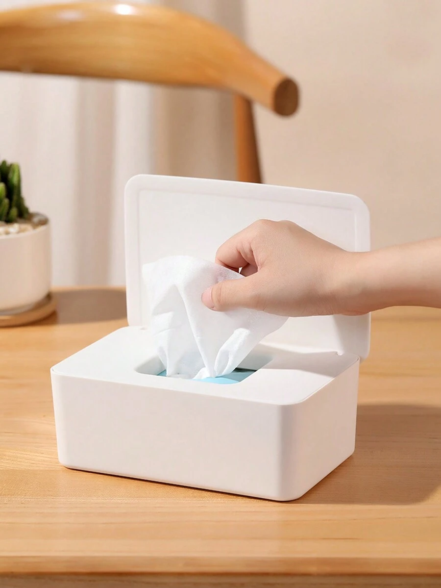 1 hộp đựng khăn giấy gia dụng, hộp đựng khăn giấy ăn có nắp đậy, dùng cho phòng khách - trắng - Xem 1