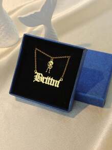 Dây chuyền tên nhiều lớp cá nhân hóa với mặt dây chuyền đầu lâu, dây chuyền dài tùy chỉnh nhiều lớp cho phụ nữ và trẻ em gái - 0333vàng - Xem 8