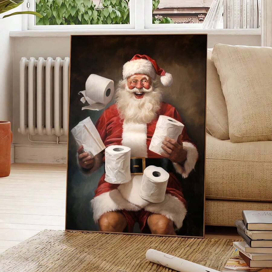 1 件无框圣诞老人厕纸趣味圣诞节节日海报圣诞节浴室装饰帆布画印刷墙壁画适用于卫生间卧室、客厅、宿舍、公寓、现代家居装饰圣诞装饰圣诞节装饰圣诞树礼物装饰感恩节婚礼家居装饰家居装饰秋季装饰生日装饰礼品派对用品室内节日装饰万圣节装饰墙壁装饰万圣节饰品 - 彩色 - 查看 1