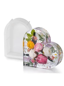 6.7 Inch Large Heart-Shaped Silicone Molds For Resin - Deep, Flexible, Molds For Flower Preservation, Bookend, Epoxy Resin Casting, DIY Wedding, And Valentine's Day Home Decorations - Perfect For Crafting And Gift Giving - White - View 7