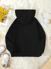 Áo nỉ dài tay màu đen cho bé gái tuổi teen, kiểu dáng thường ngày, họa tiết người bánh gừng dễ thương, thoải mái, phù hợp mặc hàng ngày vào mùa thu và mùa đông, cũng như dịp Giáng sinh. - màu đen - Xem 5