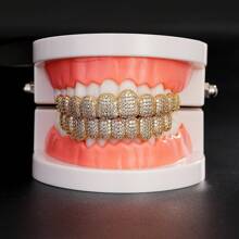 2pcs/Set Teeth Set Men Women Hip Hop Teeth Grills Iced Out Punk Men Women Teeth Decoration